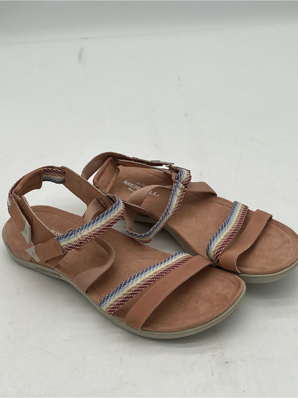 Merrell Peach/Tan Sandals with Multicolor Braided Straps